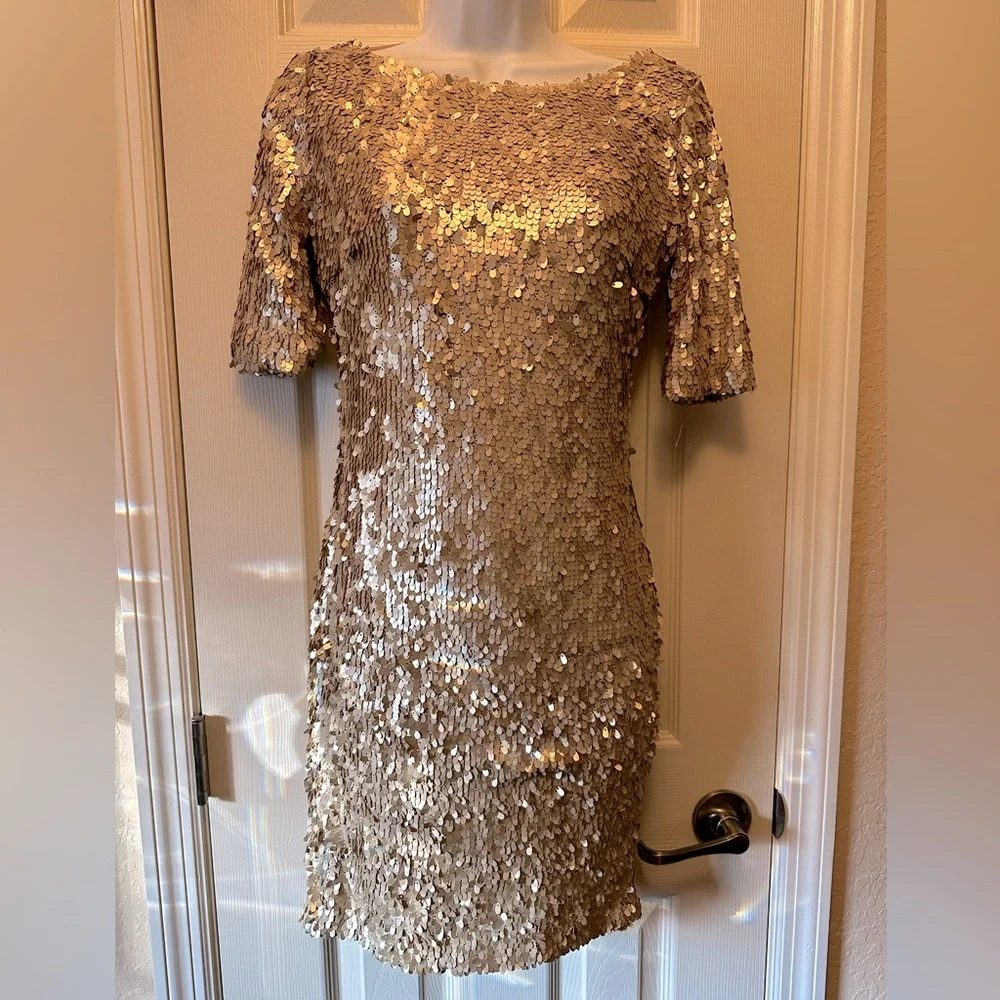 Gold sequined ark & co mini dress - Picture 1 of 3